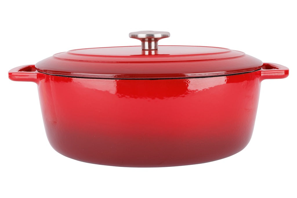Cocotte ovale en Fonte émaillée, FONTESTIC, Rouge, 31x24 cm - Mathon - 1