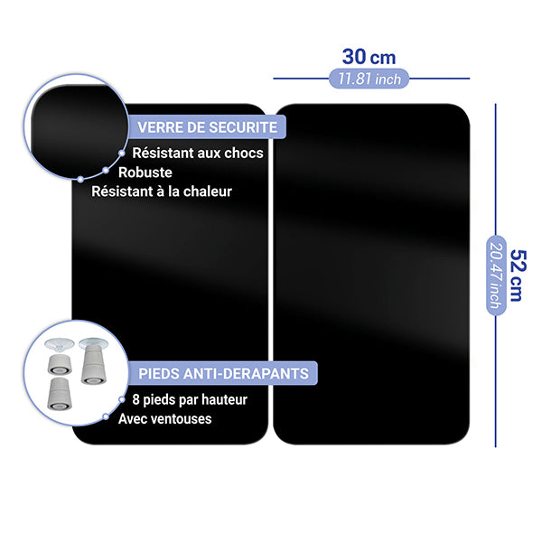 Set de 2 couvres plaques Noir 30 x 52 cm Wenko by Maximex - Mathon - 3