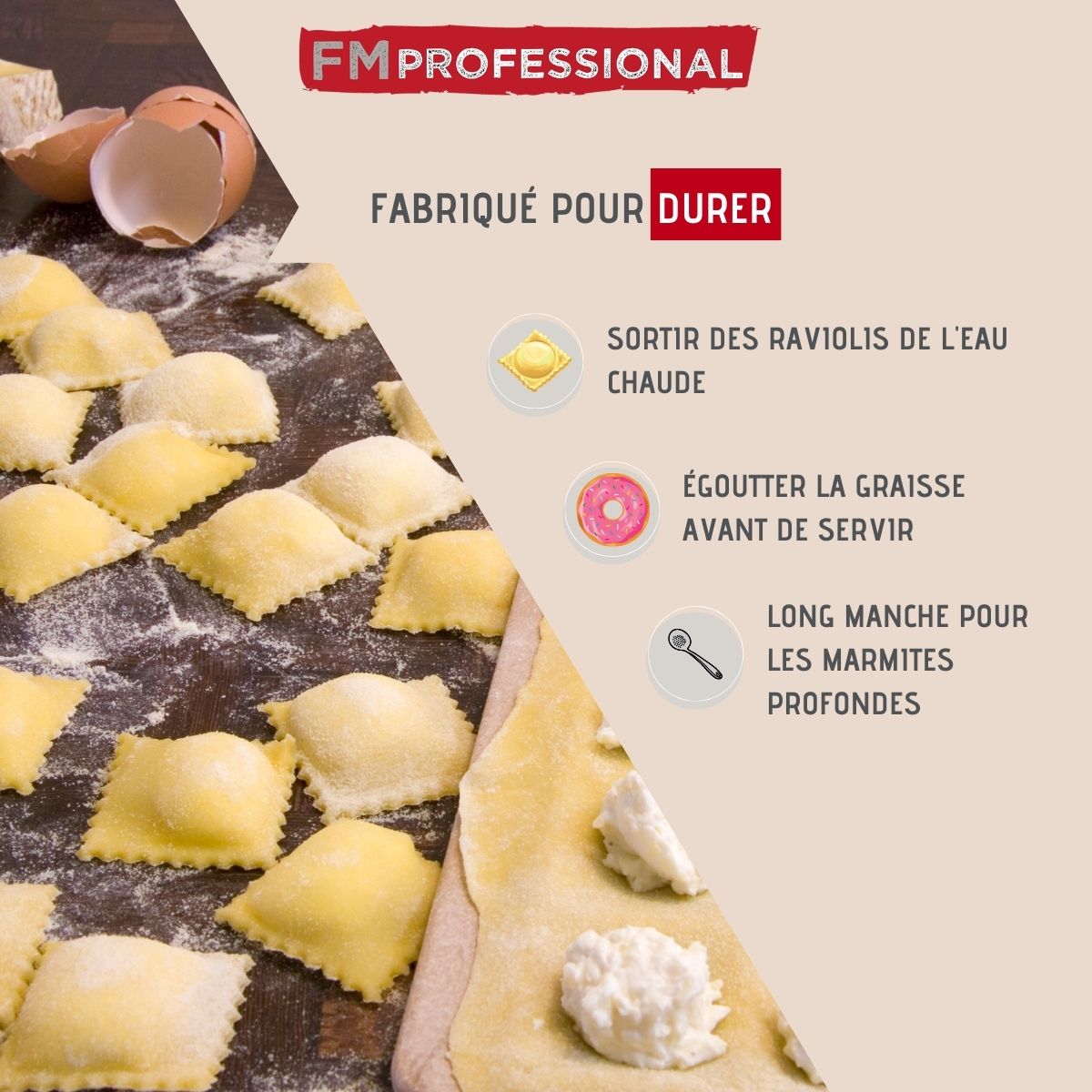 Ecumoire de cuisine inox 39,4 cm  Divers FM Professional - Mathon - 2