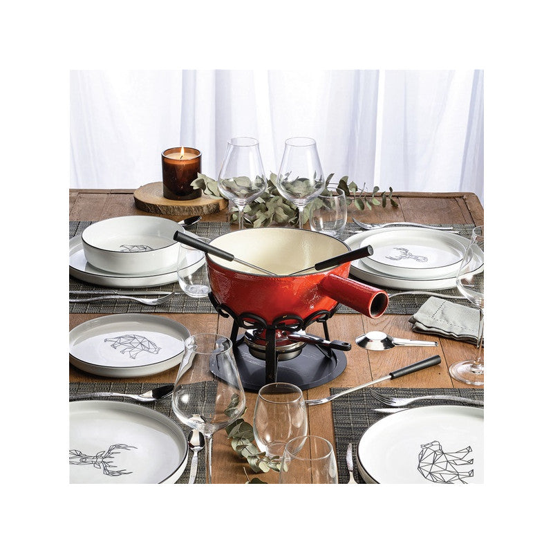 Set Fondue Rouge Uni 24 Cm Réchaud Fer Forgé Table Et Cook - Dsbrgsaf24 Table Et Cook - Mathon - 2
