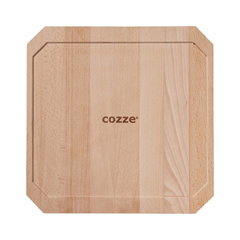 Plaque en fonte avec plateau en bois, poignée amovible en acier inoxydable finition mate 30 x 30 cm Cozze - Mathon - 3