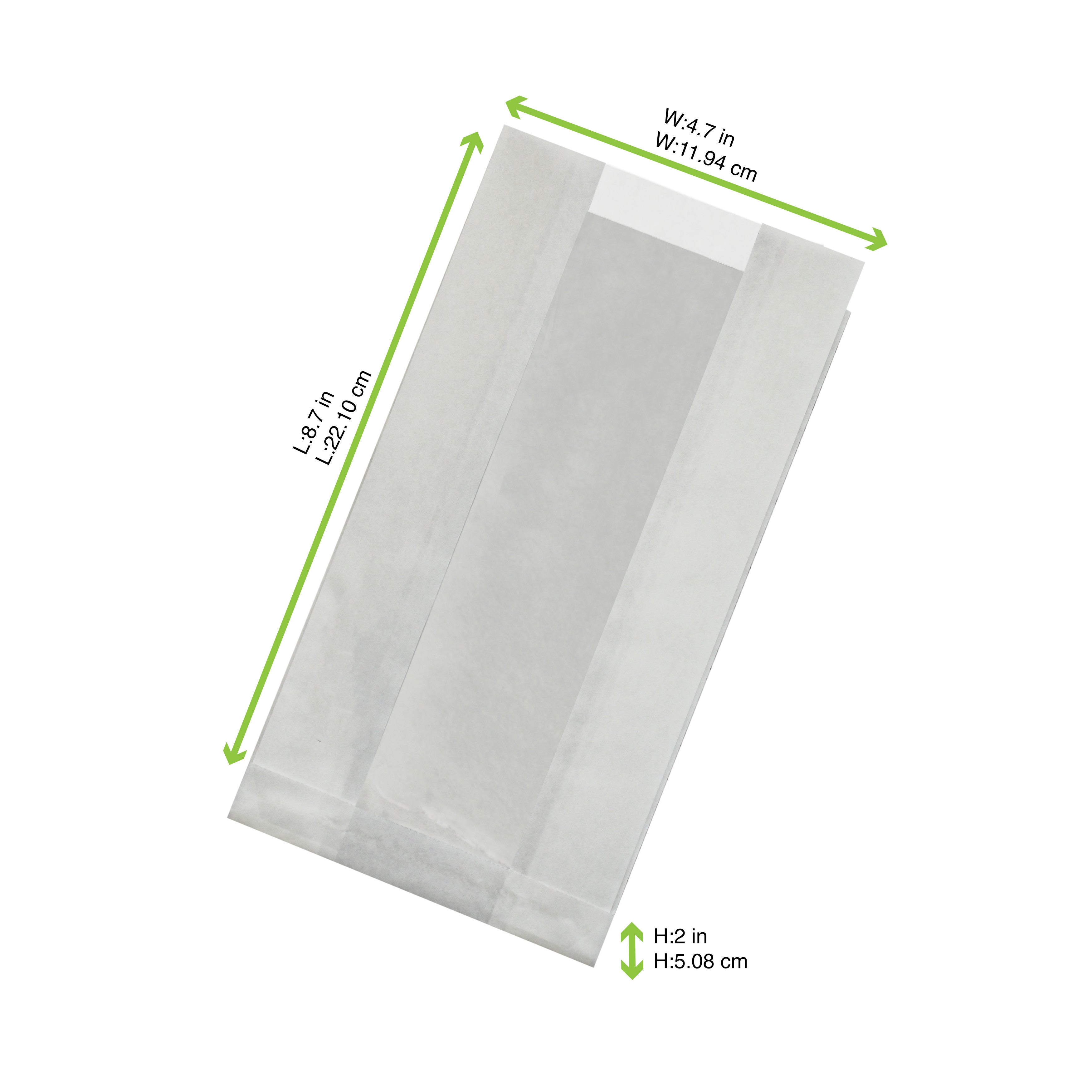 1000Pcs - Sac blanc ingraissable en papier kraft à fenêtre plastique PP 220x120x50mm FirstPack - Mathon - 2