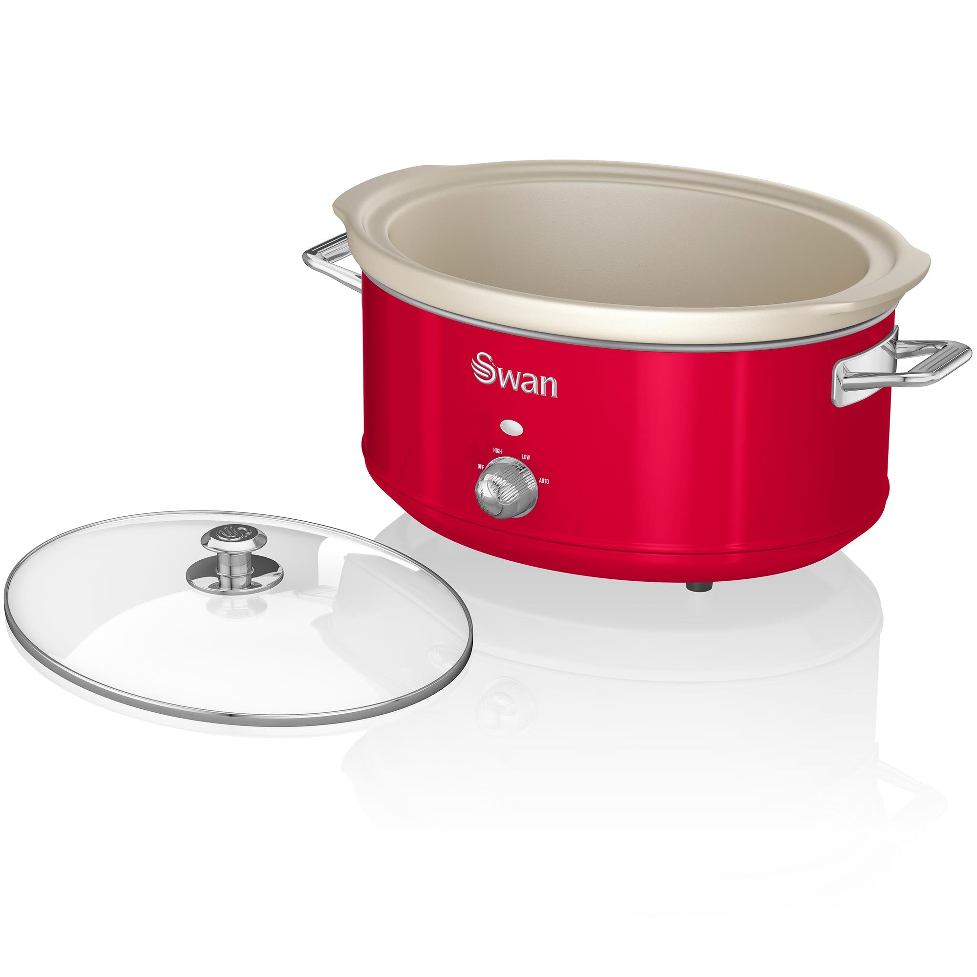 Retro Mijoteuse 6,5L Poêle Amovible en Céramique Antiadhésive, Vintage 320 Rouge SF17031RNEU - Mathon - 3