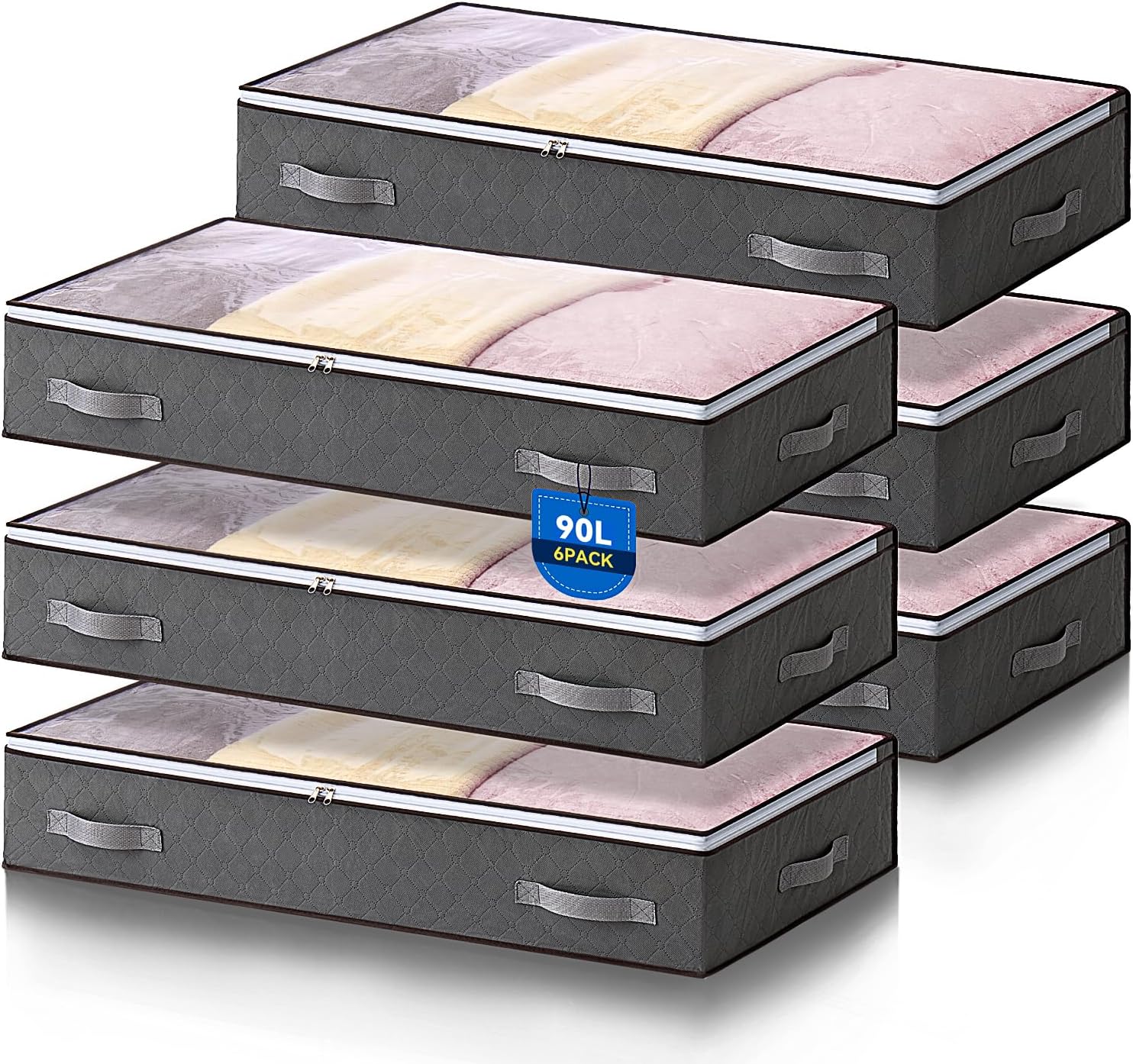 Lot de 6 Sacs de Rangement Gris Pliables 90L Vendos85 - Mathon