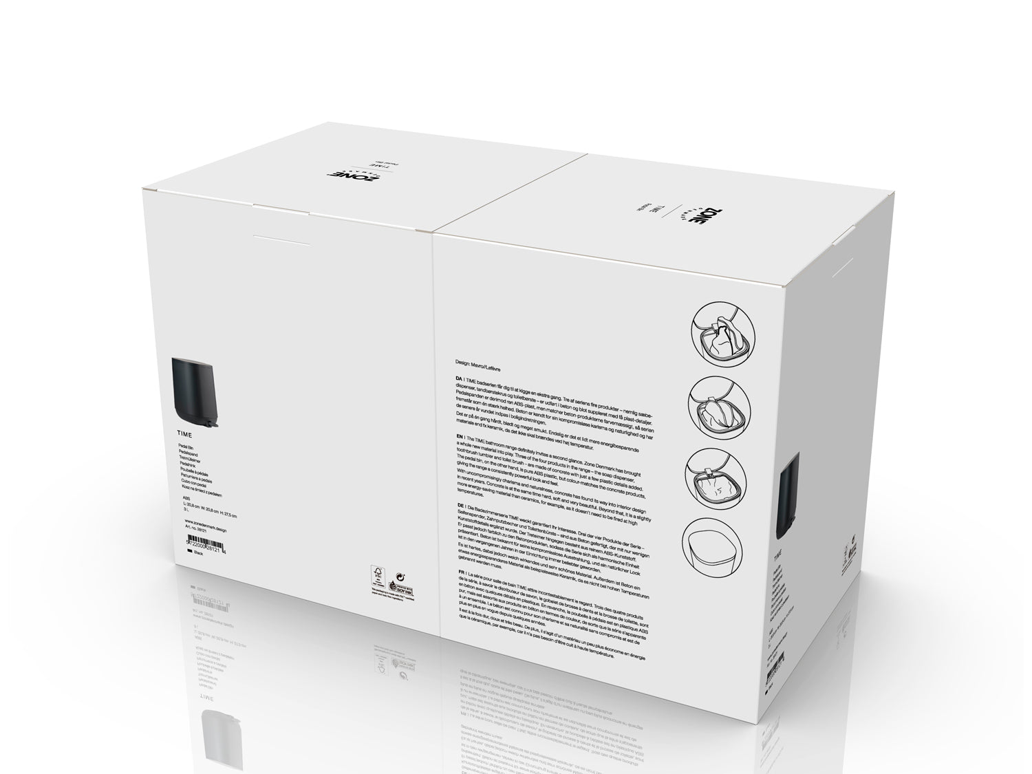 Poubelle à pédale TIME en abs Noir Zone Denmark - Mathon - 6