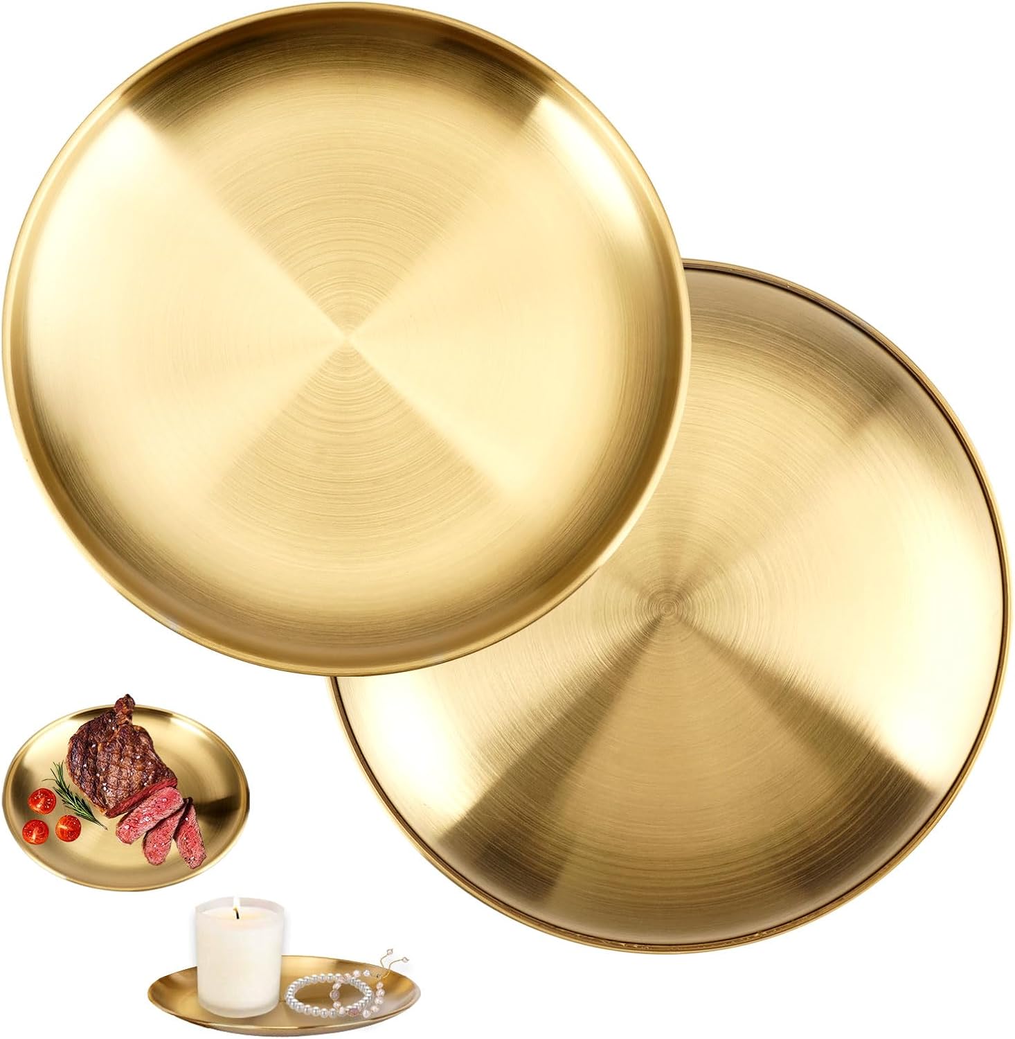 Plateau rond doré en acier inoxydable multifonction Vendos85 - Mathon