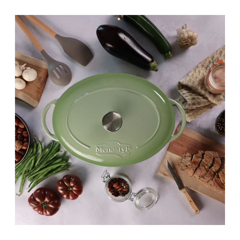 Cocotte - Menastyl - 6020072 - Ronde - En Fonte Acier émaillé - Vert - 6,5 Litres Menastyl - Mathon - 3