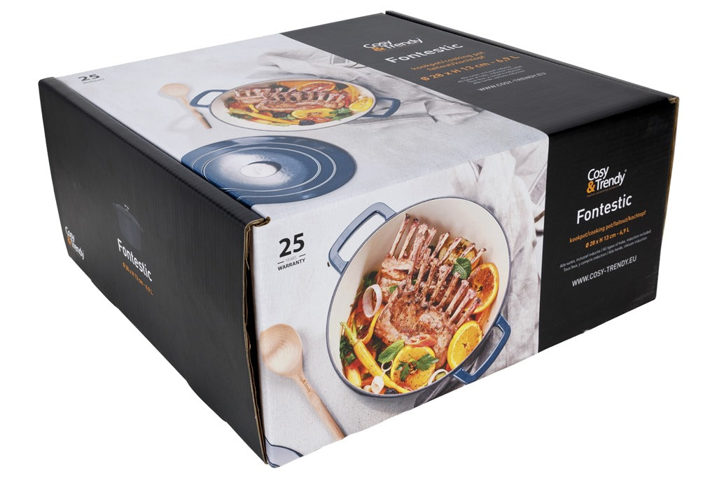 Cocotte en Fonte émaillée, FONTESTIC, Bleu Canard, D28 cm Cosy & Trendy - Mathon - 5