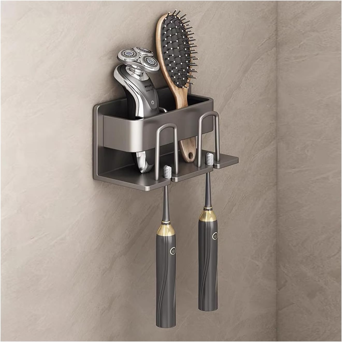 Porte-brosse à dents sans perçage pour 2 gobelets noir Vendos85 - Mathon