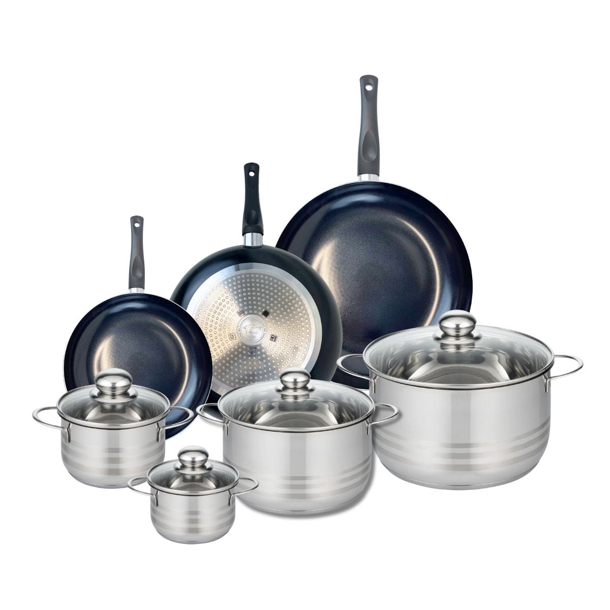 Ensemble de 3 Poêles de cuisson 20, 24 et 28 cm et 4 faitouts 12, 14, 20 et 24 cm  Prima Brillant Elo - Mathon - 1