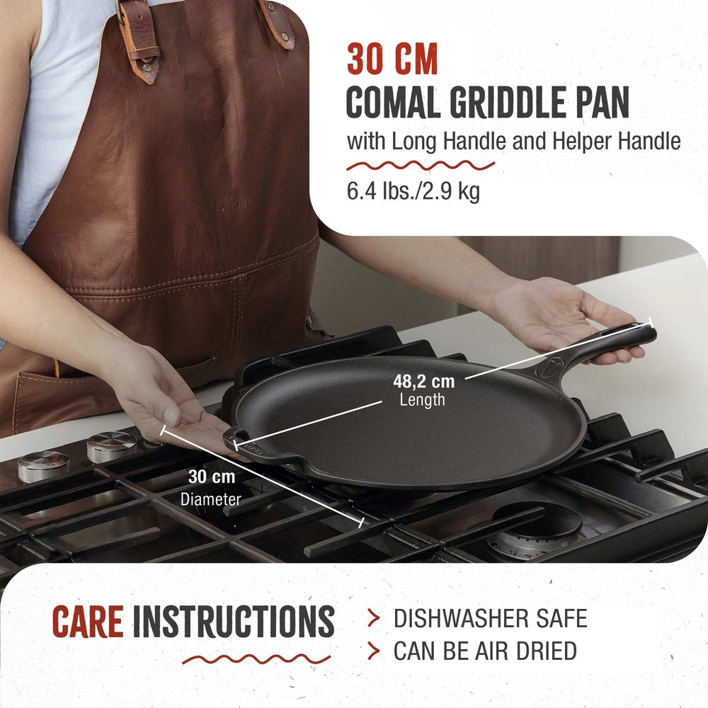 Plaque à Griller Comal en Fonte Émailleé Induction pour Pizza 30cm Feu, Barbecue  Noir 36379 - Mathon - 6