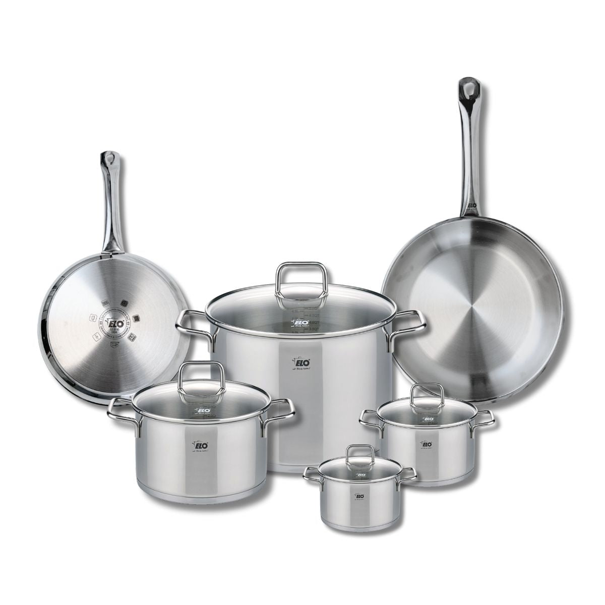 Ensemble de 2 Poêles de cuisson 24 et 28 cm et 4 faitouts 12, 14, 20 et 26 cm  Profi Citrin Elo - Mathon - 1