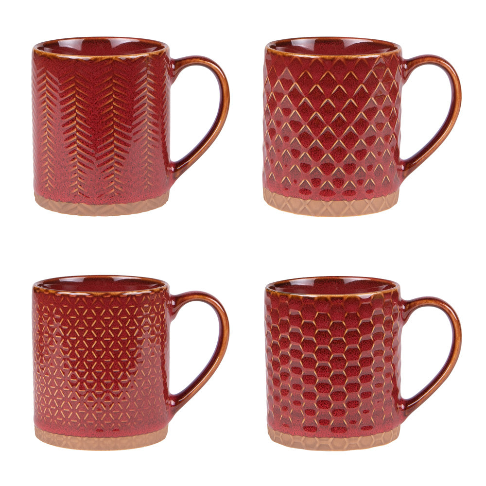 Coffret de 4 mugs Jaspe Rouge 35 cl Table passion - Mathon - 1