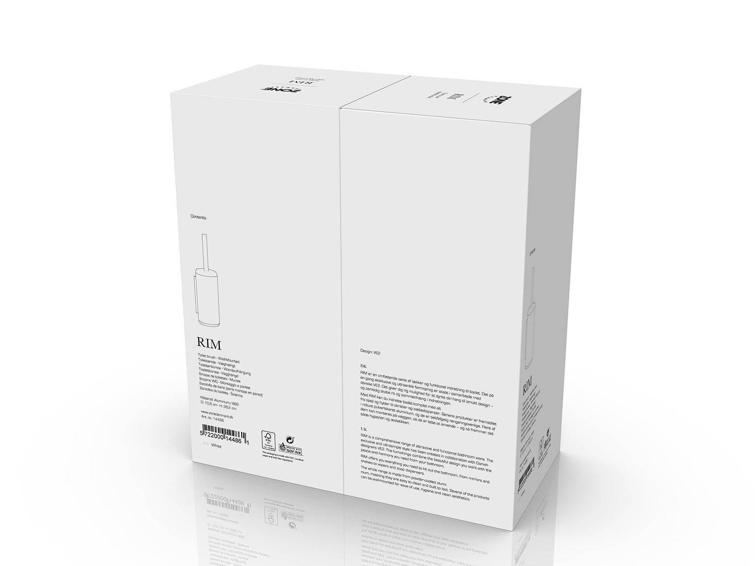 Brosse de toilettes à accroche RIM en aluminium et abs Blanc Zone Denmark - Mathon - 5