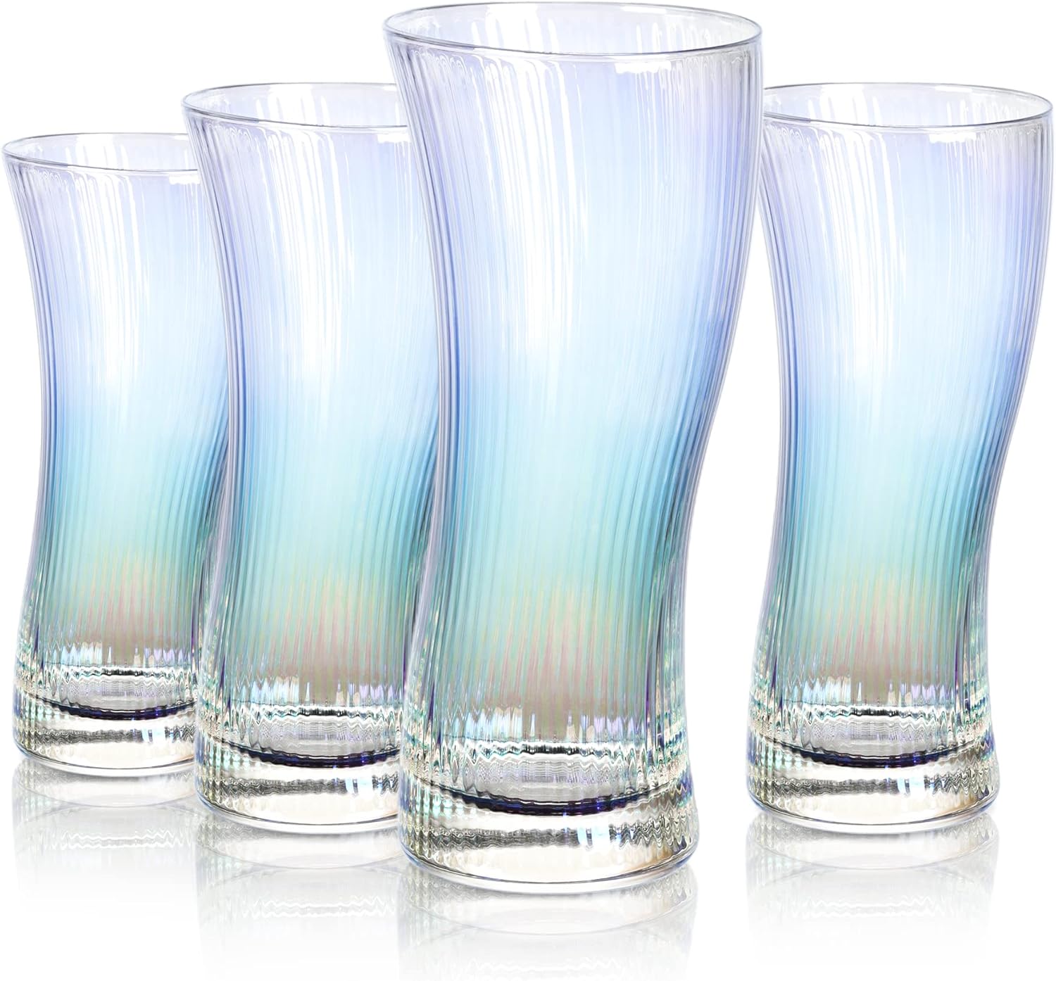 Lot 4 Verres Ondulés 380ml – Verre Borosilicate Artisan Vendos85 - Mathon