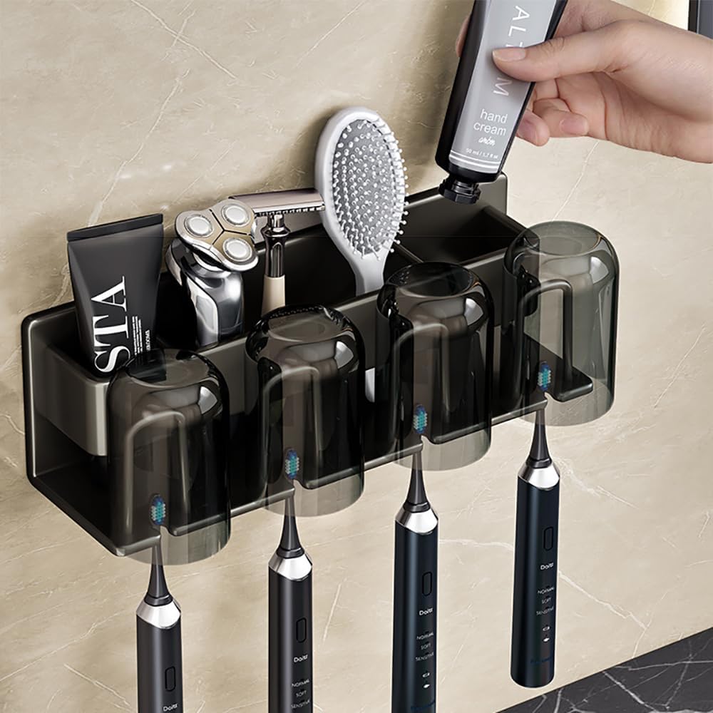 Porte Brosse à Dents électrique Mur Monté avec 3 Fentes noir Vendos85 - Mathon