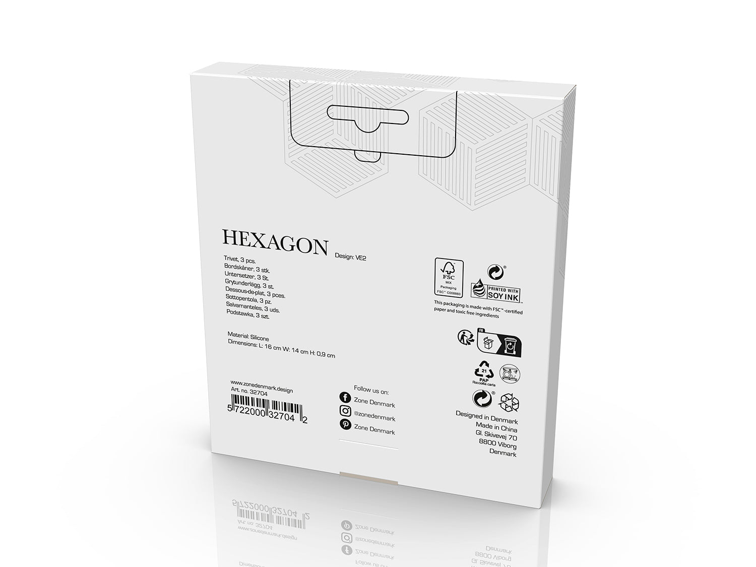 Set de 3 dessous-de-plat HEXAGON en silicone Kaki/Sable chaud/Amande Zone Denmark - Mathon - 5