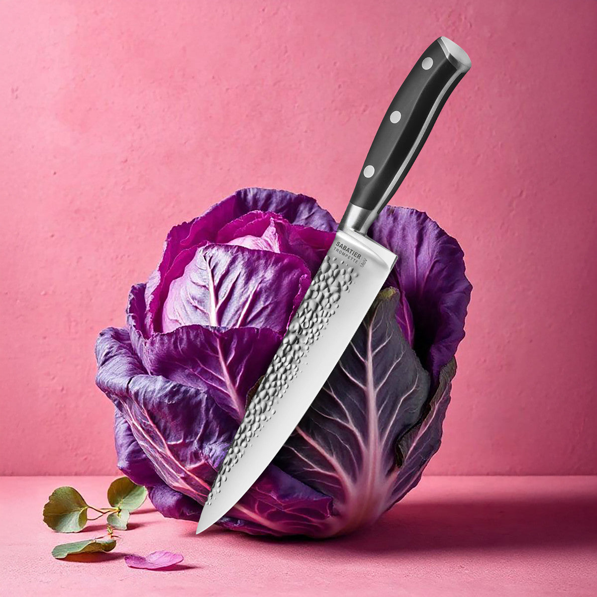 Carbon - Couteau de chef 20 cm martelé avec protection de lame Sabatier Trompette - Mathon - 5