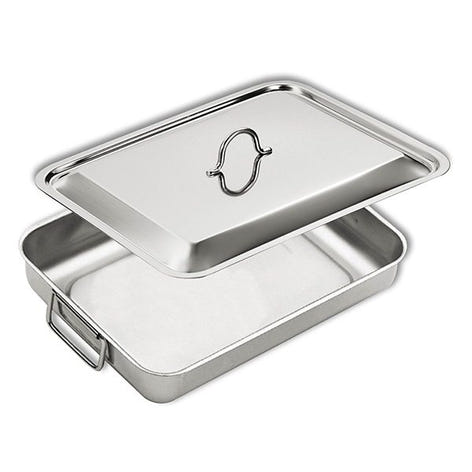 Plat à four en inox avec couvercle 35 x 27 cm Inoxriv - Mathon - 1