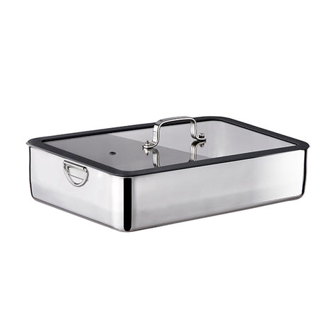 Plat à four en inox avec couvercle transparent 36 x 25 cm Inoxriv - Mathon - 1
