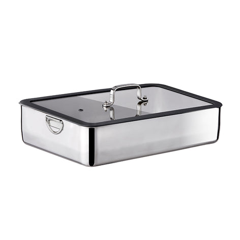 Plat à four en inox avec couvercle transparent 36 x 25 cm Inoxriv - Mathon - 1