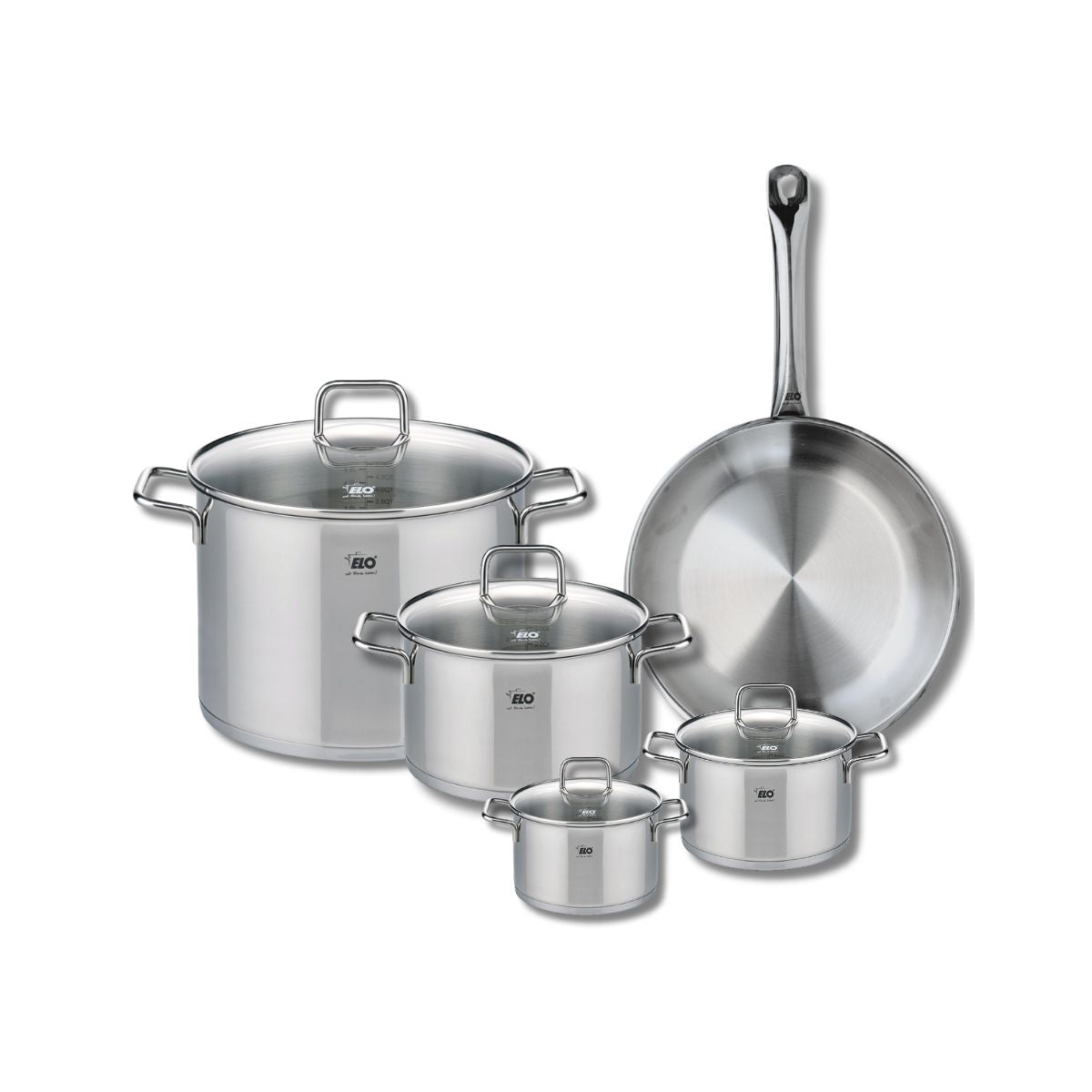 Ensemble de 1 Poêle de cuisson 28 cm et 4 faitouts 12, 14, 20 et 26 cm  Profi Citrin Elo - Mathon - 1