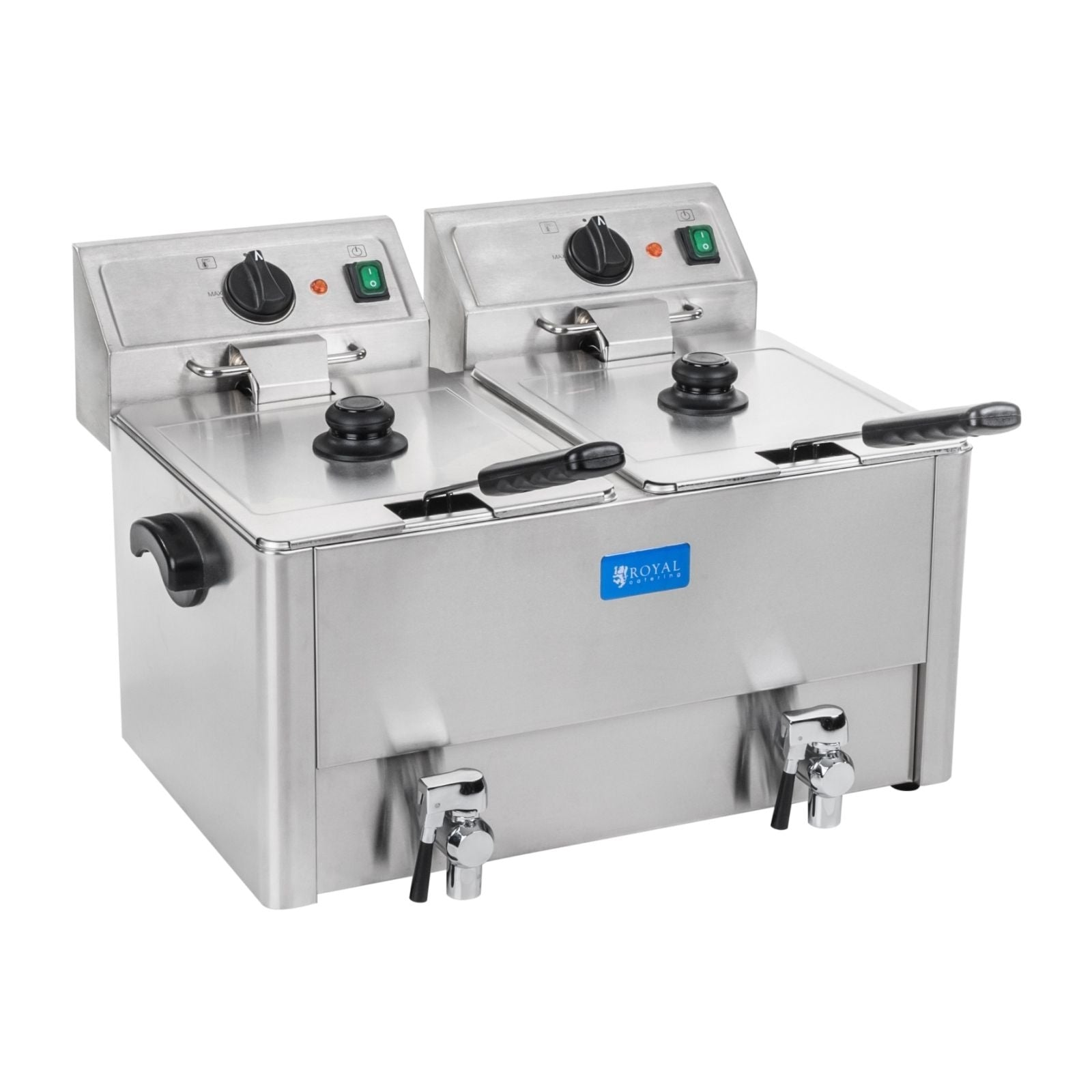 Friteuse acier inox 2 bacs 13 litres cuve amovible avec minuterie thermostat EGO professionnelle 3614021 - Mathon - 1