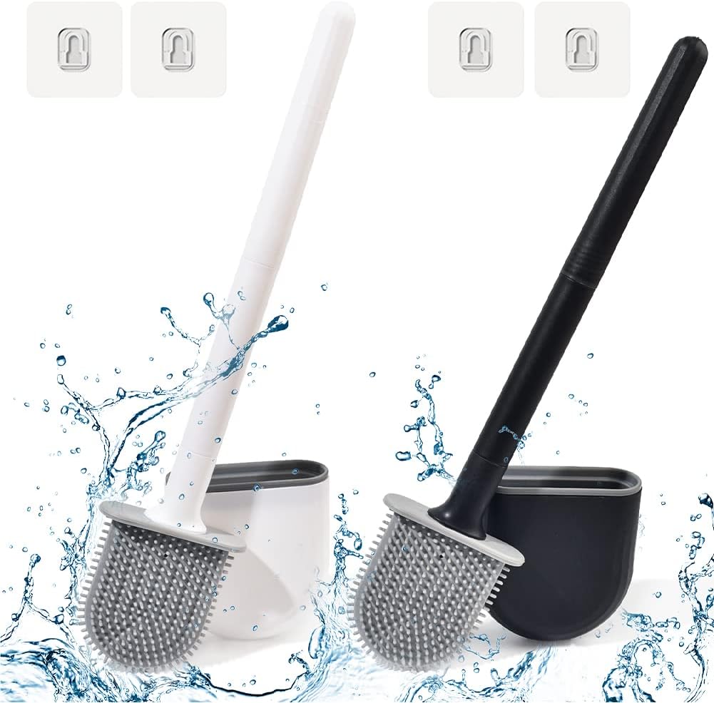 Lot de 2 Brosses WC Silicone avec Support Murale Vendos85 - Mathon