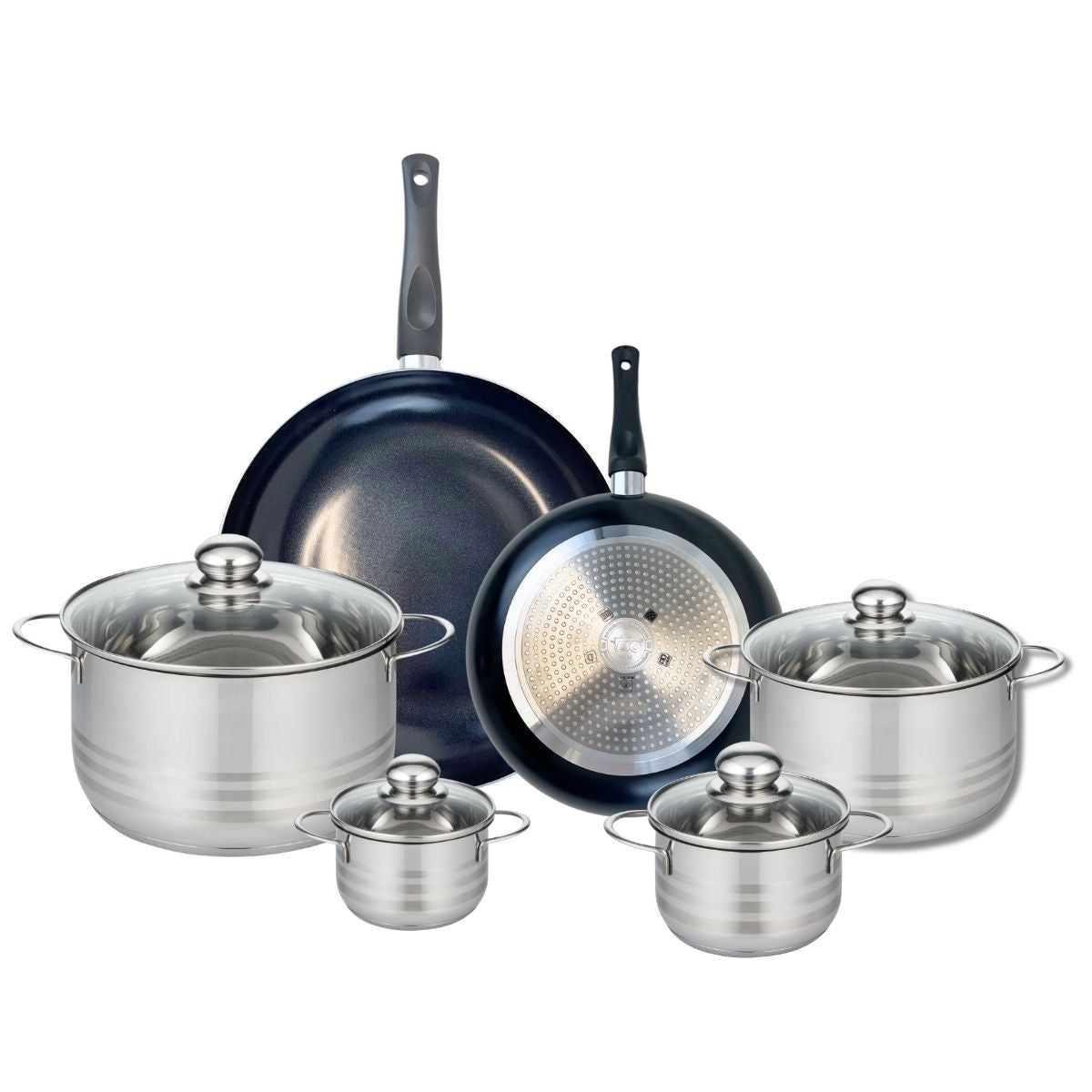 Ensemble de 2 Poêles de cuisson 24 et 32 cm et 4 faitouts 12, 14, 20 et 24 cm  Prima Brillant Elo - Mathon - 1
