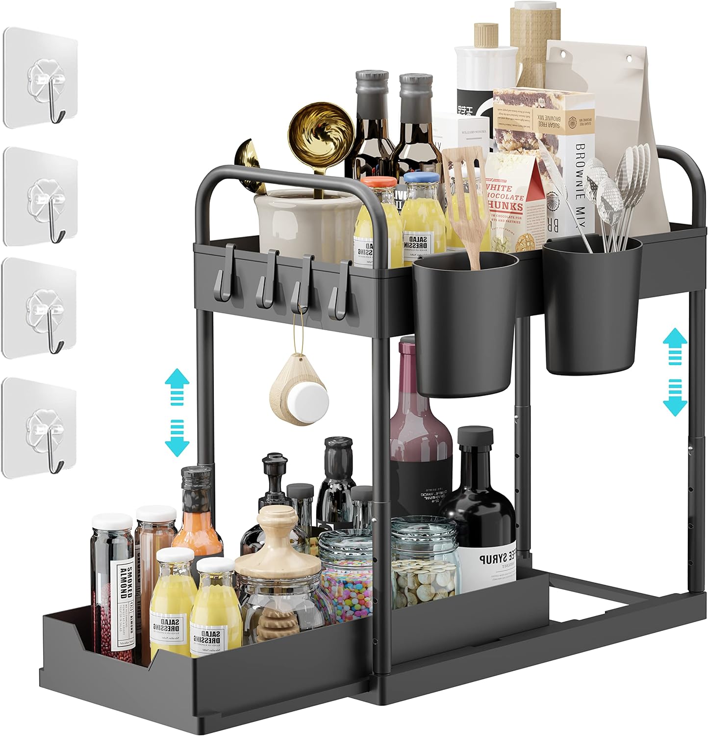 Rangement et Organisation de Cuisine 2 étages pour les cuisines, bains et cosmétiques noir Vendos85 - Mathon