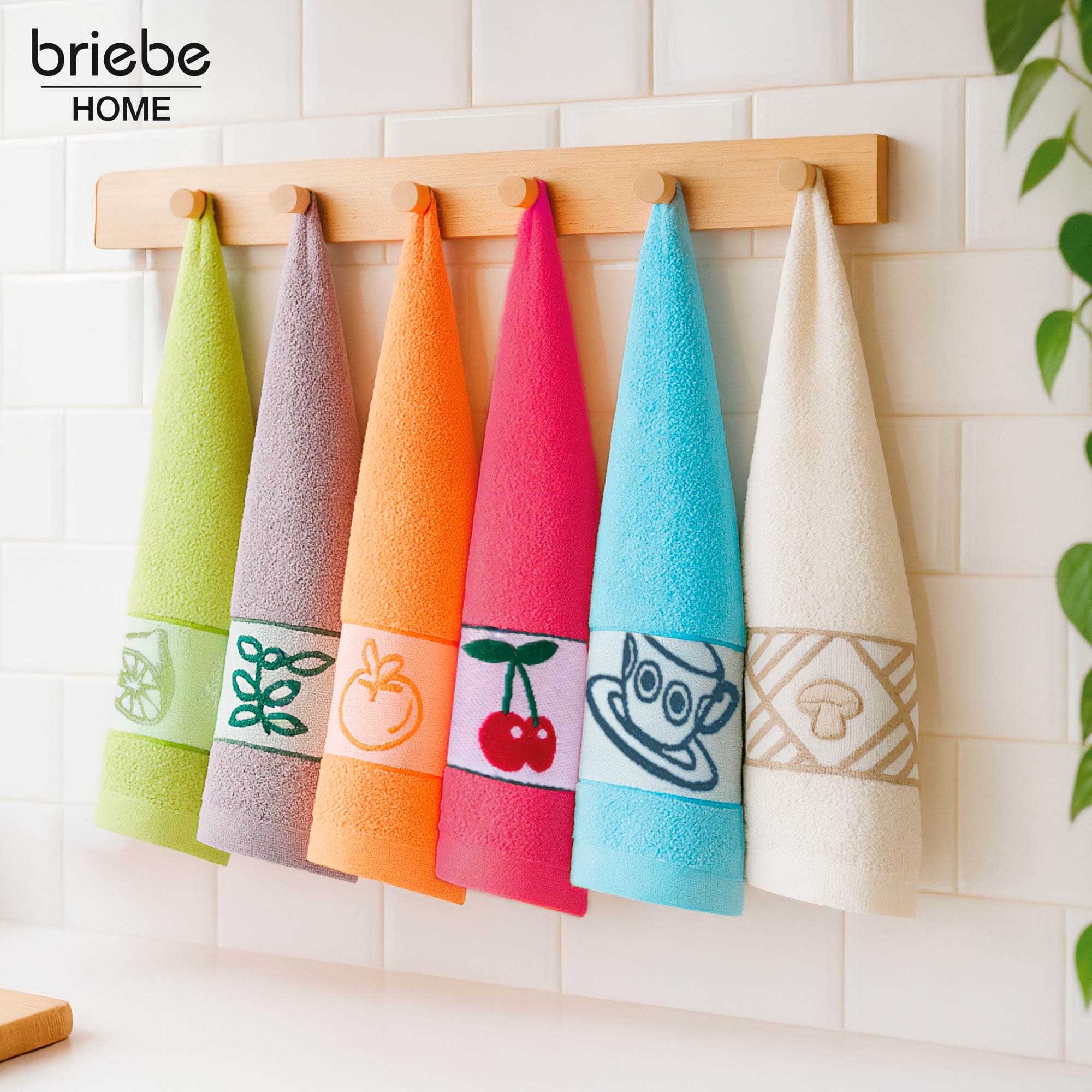 Lot de 6 torchons de cuisine en éponge 100 % coton 50 x 45 cm  Multicolore PC6 Briebe - Mathon - 2