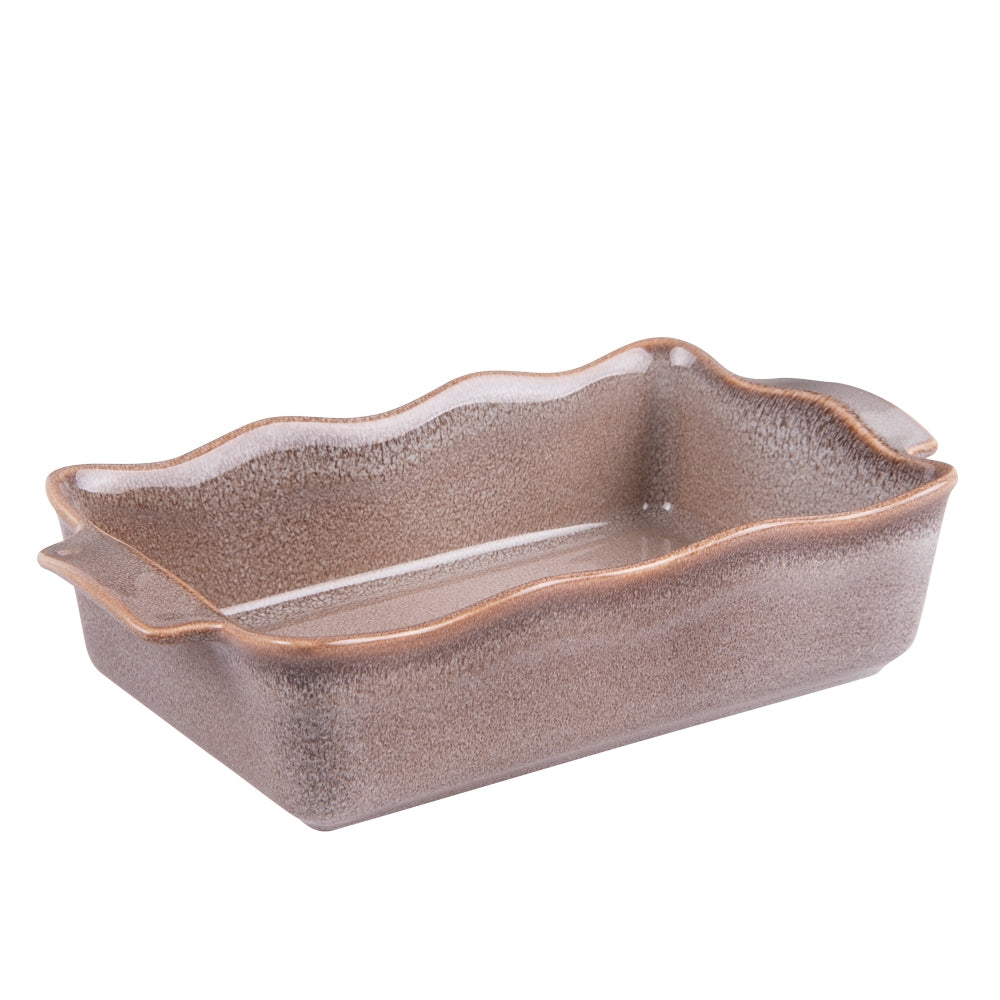 Plat à four rectangle Ely 27x15x7 cm brun Table passion - Mathon - 1