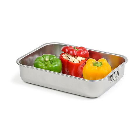 Lot plat à four rectangulaire haut 30 cm et grille 28 cm en acier inoxydable  Steel Pan - Mathon - 2
