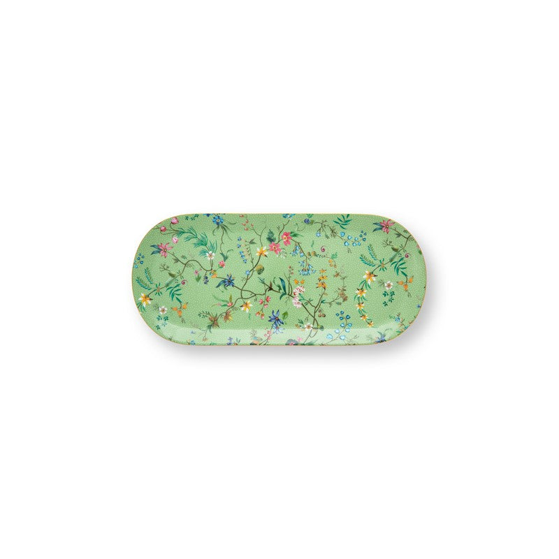 Plat à cake Jolie fleurs vert 33,3x15,5cm Pip Studio - Mathon - 1