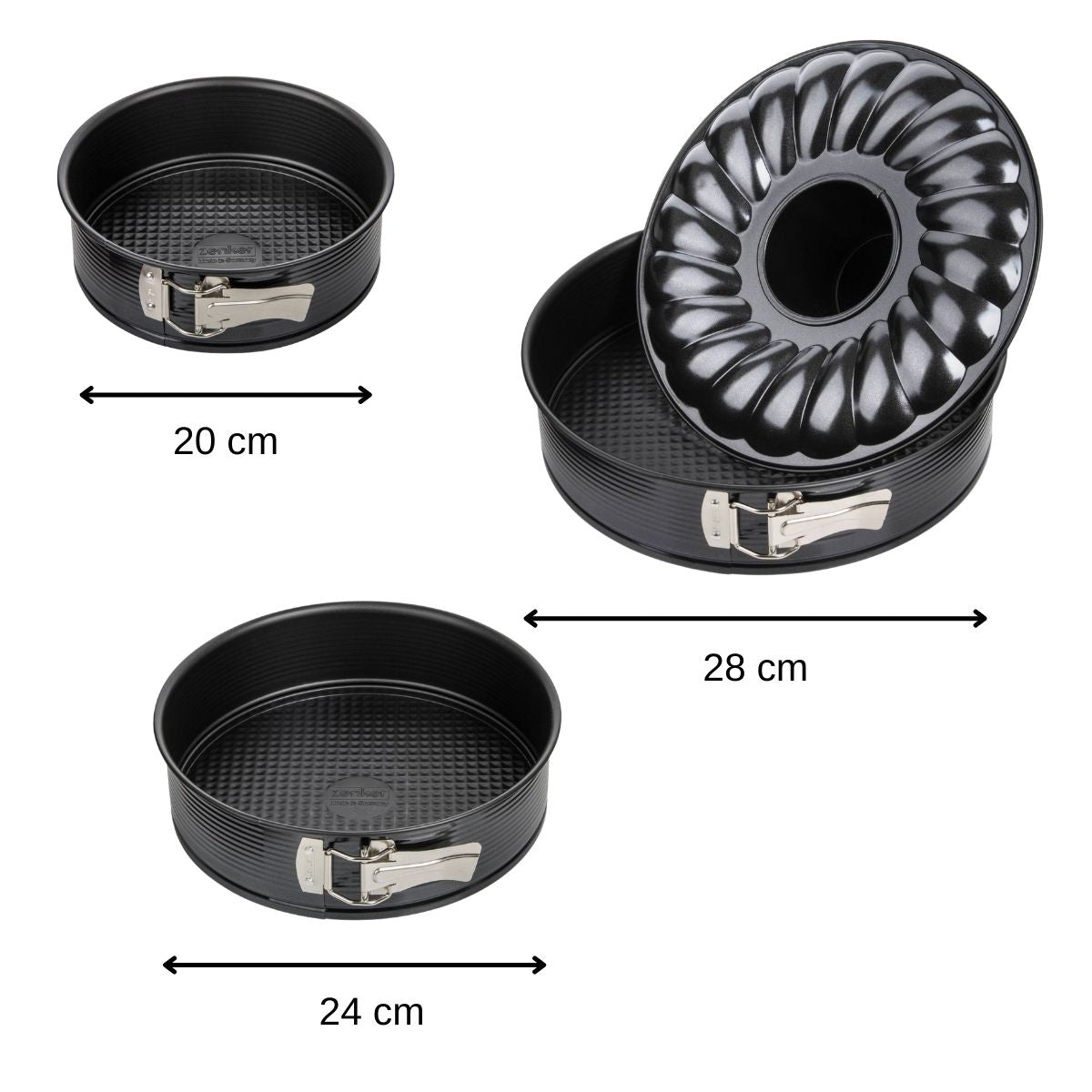 Set de 2 moules à manqué et 1 moule à manqué et savarin diamètres 20, 24 , 28 cm Zenker Black Metallic Zenker - Mathon - 3