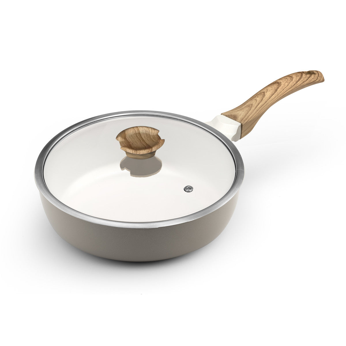 Mythic - Sauteuse 24 cm avec revêtement en céramique blanche et couvercle Cuisinox - Mathon - 1