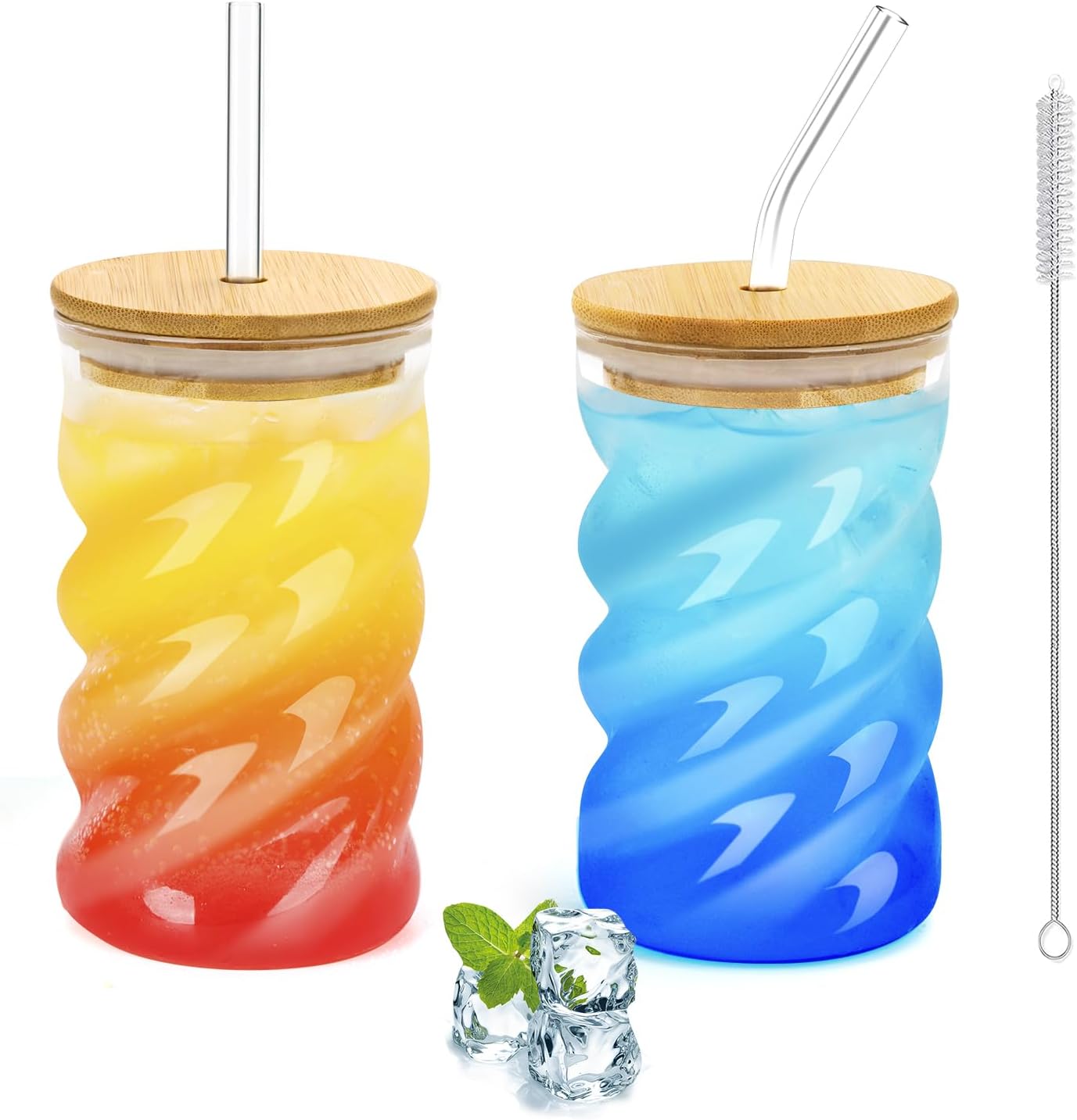 Gobelets en verre borosilicate avec couvercle et paille Vendos85 - Mathon