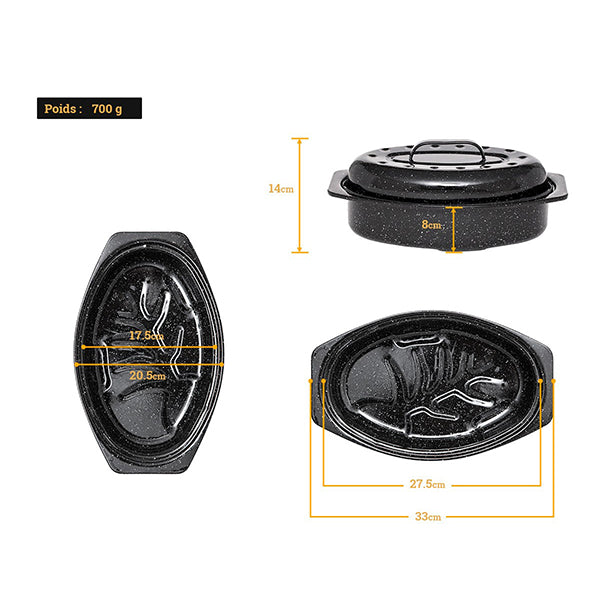 Roaster acier 2 4 personnes 33 cm Graniteware - Mathon - 3