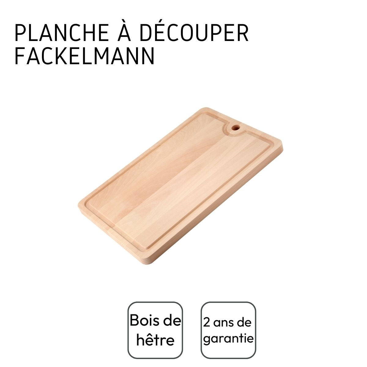 Planche à découper en bois avec récupérateur de jus 40 x 26 cm  Wood Edition Fackelmann - Mathon - 4