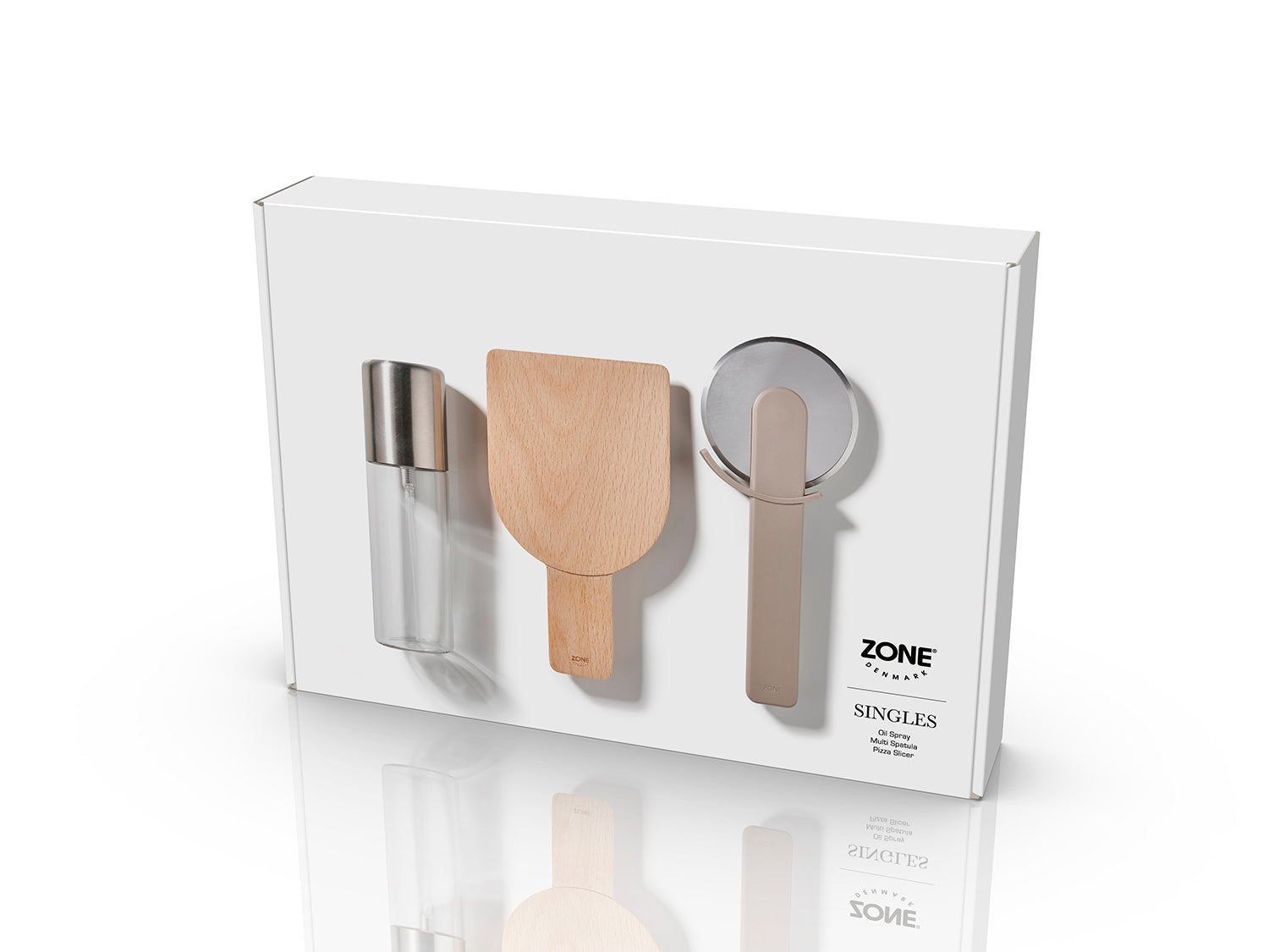 Ensemble à pizza SINGLES en verre et acier inoxydable et abs Taupe doux Zone Denmark - Mathon - 3