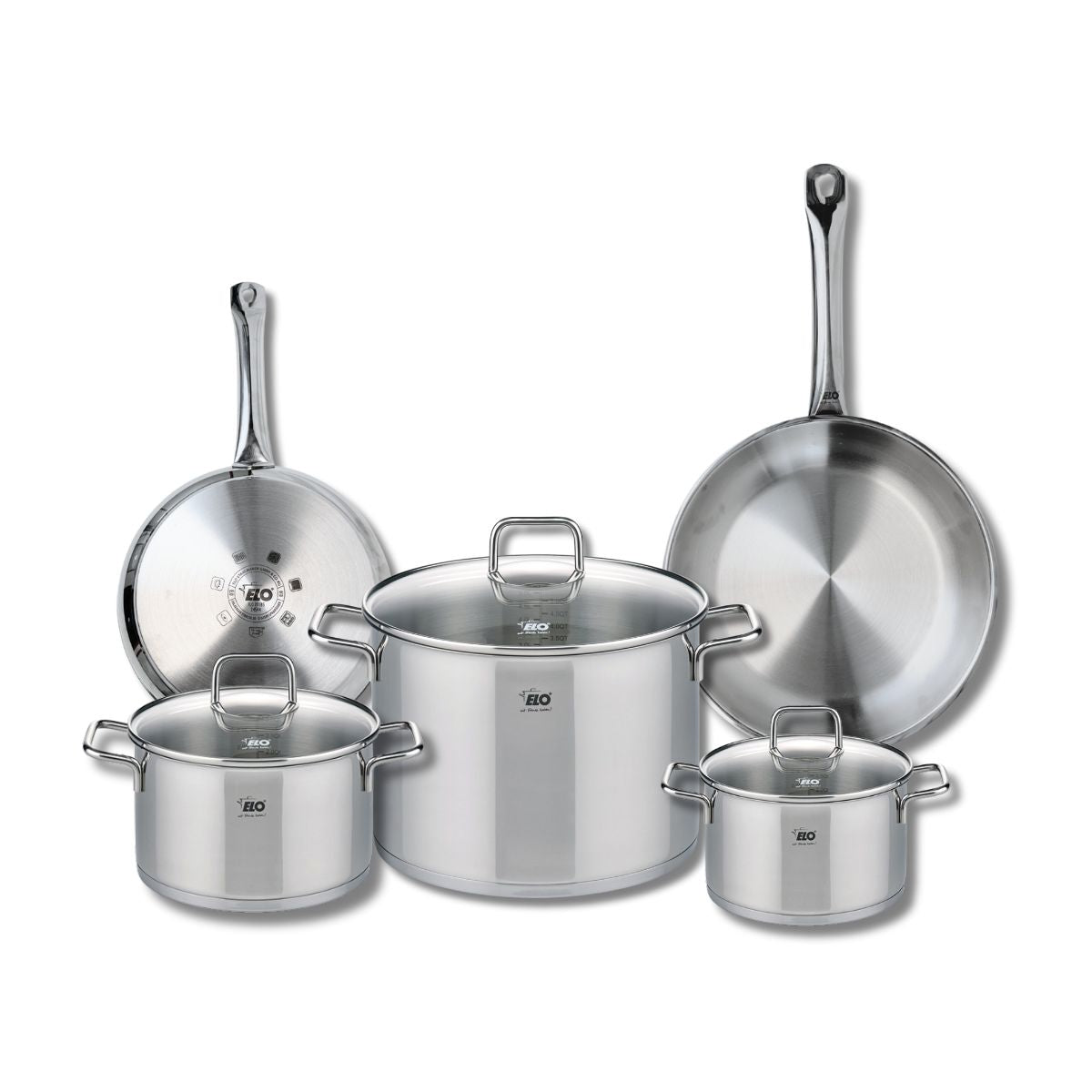 Ensemble de 2 Poêles de cuisson 24 et 28 cm et 3 faitouts 16, 20 et 26 cm  Profi Citrin Elo - Mathon - 1