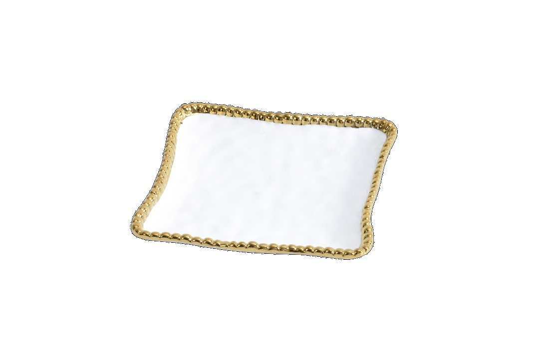 Set de 4 Assiettes à apéritif/dessert carrée - 16,5x16,5x1,9cm - GOLDEN SALERNO Pampa Bay - Mathon