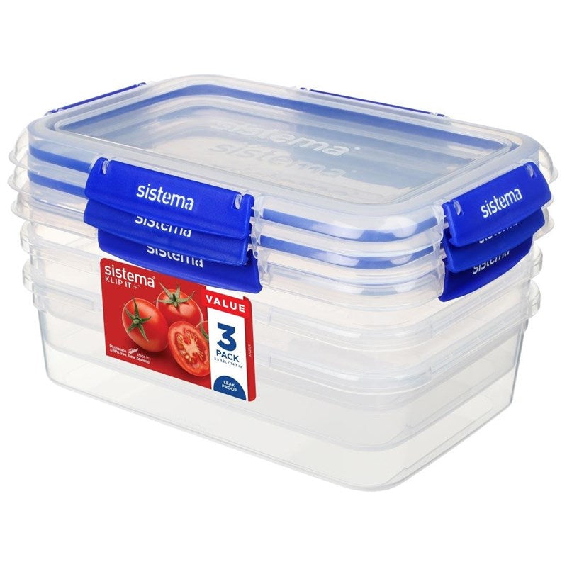 Boîte Alimentaire Rectangulaire  Klip IT Plus 2,2 Litres - Lot de 3 - Sistema - Mathon