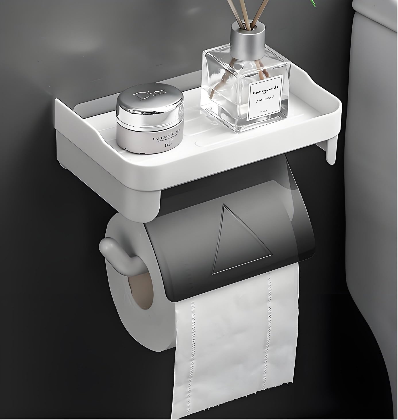 Porte-papier toilette plastique blanc et gris autocollant Vendos85 - Mathon