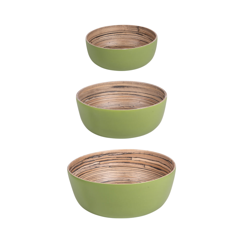 Set de 3 saladiers Bambou verts 30 cm 25 cm 20 cm Table passion - Mathon