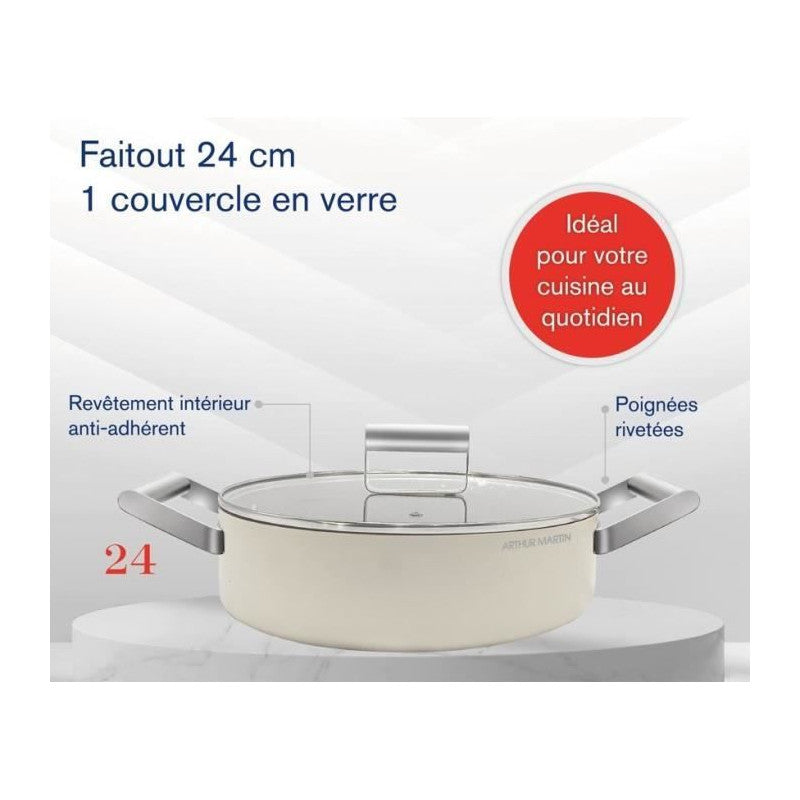 Faitout bas en aluminium forgé 24 cm  Crème Arthur Martin AM6523 Arthur Martin - Mathon - 4
