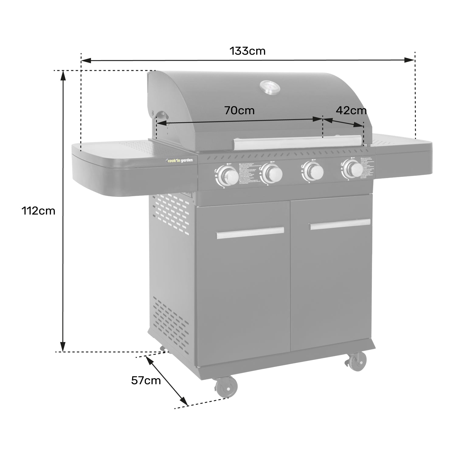 Barbecue au gaz FYRA avec thermomètre - 4 brûleurs Cook