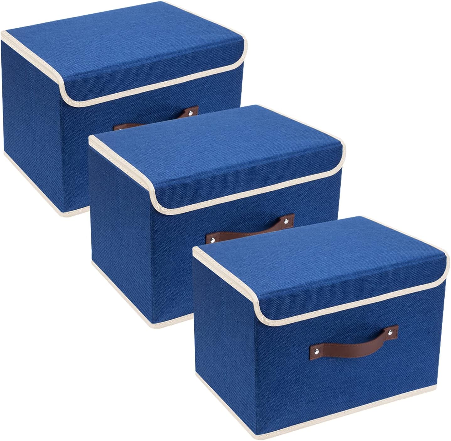 Set de 3 boîtes de rangement pliables bleues Vendos85 - Mathon