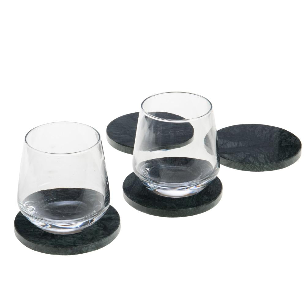 Set de 4 dessous de verre Marbre vert 10,5 cm Amadeus - Mathon - 2
