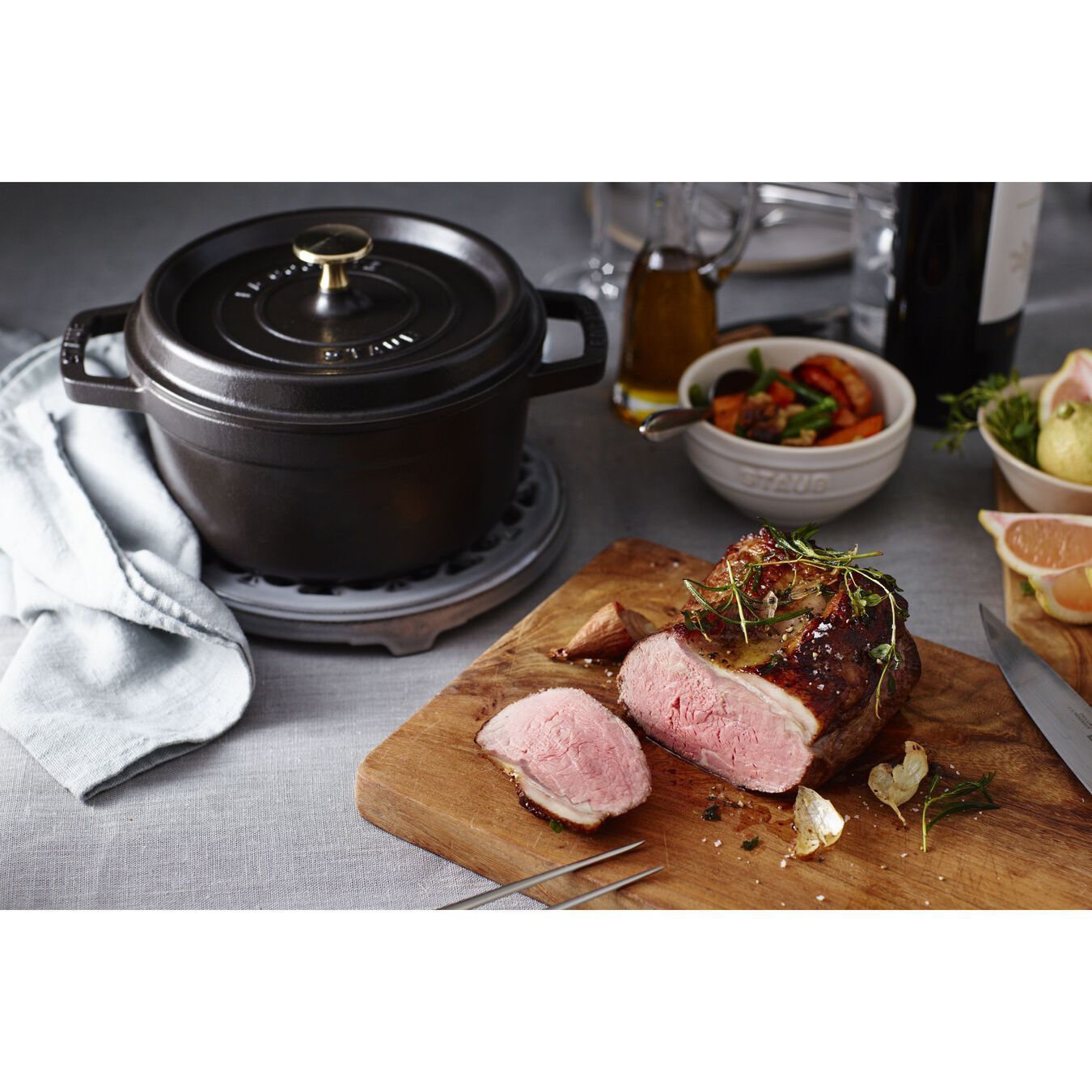 Cocotte en Fonte Staub, Ronde, Ø 28 cm, 6,7 L, Noir Mat Staub - Mathon - 6